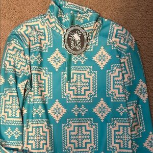 Simply Southern Women's Blue Patterned Zip Up Top